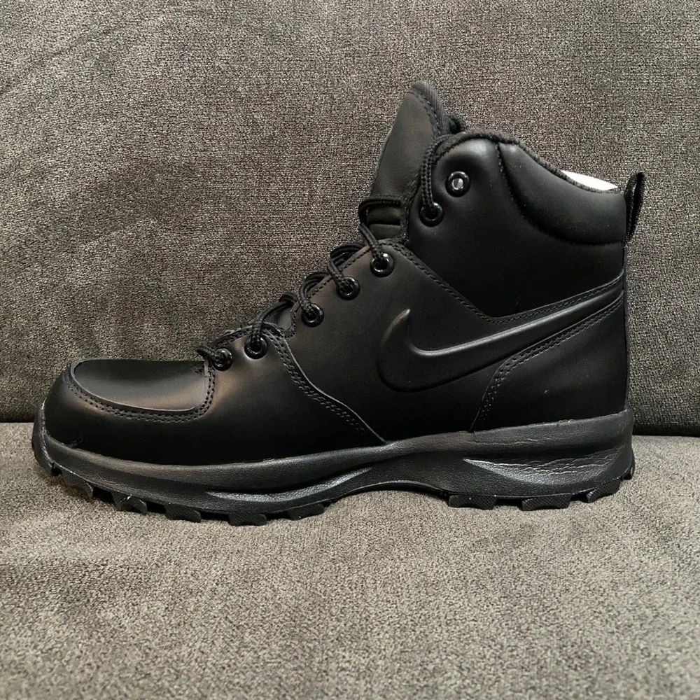 Nike Manoa Leather Boots Mens 9.5 Black Hiking Streetwear ACG Style 454350-003
